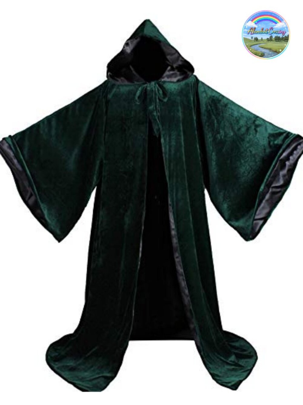 Velvet Wizard Robe Satin Lined Hood Bell Sleeves Costume